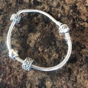 Pandora bracelet with a heart charm